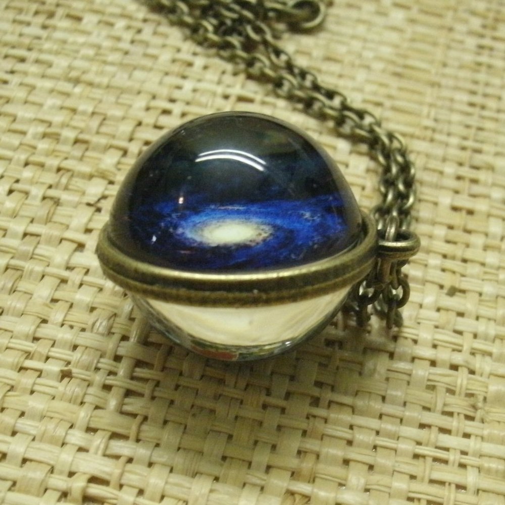 Glass Sphere with Galaxy Pendant Necklace - Picture 7 of 16